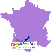 carte de la France avec localisation de WebKomoMai, agence web et webmaster près de Toulouse et Muret