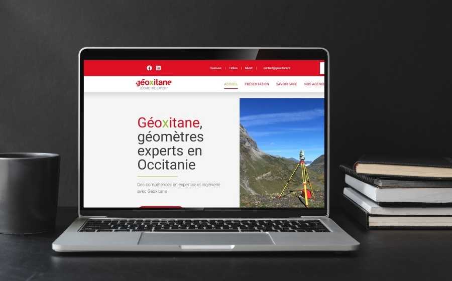 Présentation du site géoxitane entreprise de géomètre en Occitanie faite par WebKomoMai.