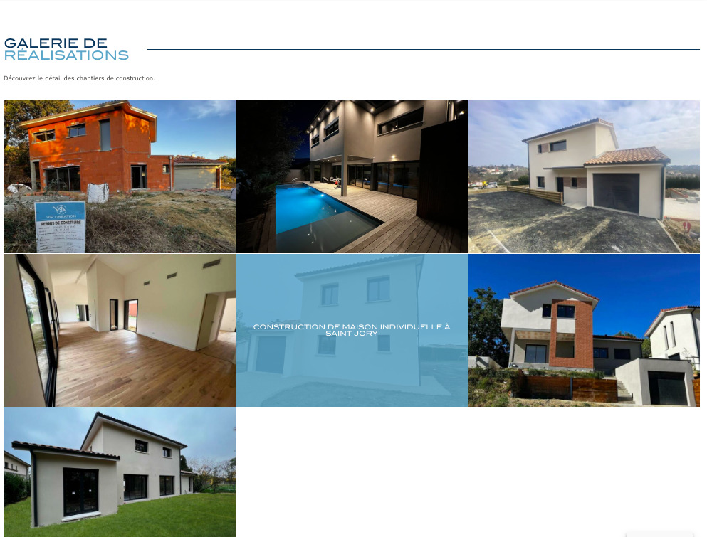 Page "réalisations" du site