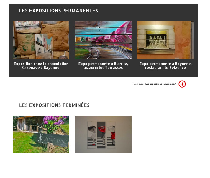 Page des expositions du site web Gileslavie
