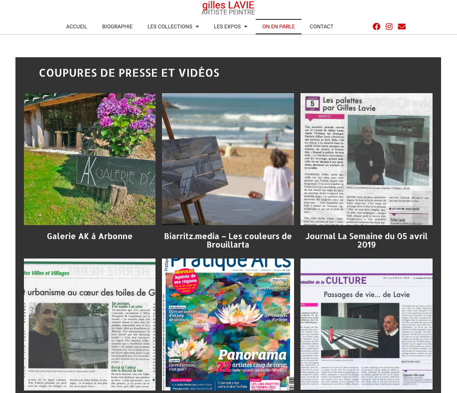 Page "on en parle" du site web Gileslavie