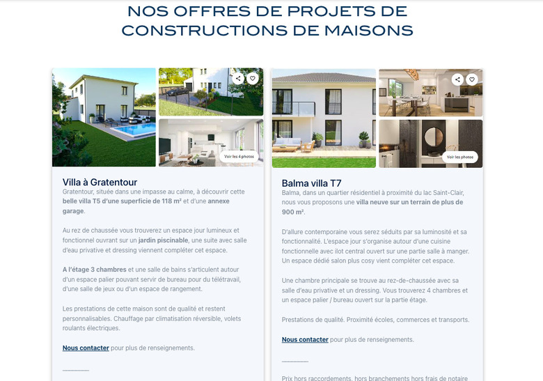 Page "nos offres" du site