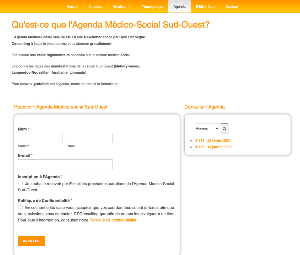 Agenda site web Cyril Dechegne