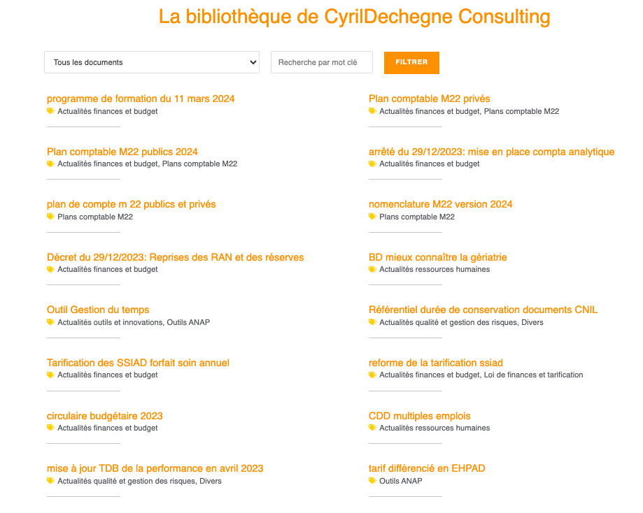 Bibliothèque site web Cyril Dechegne