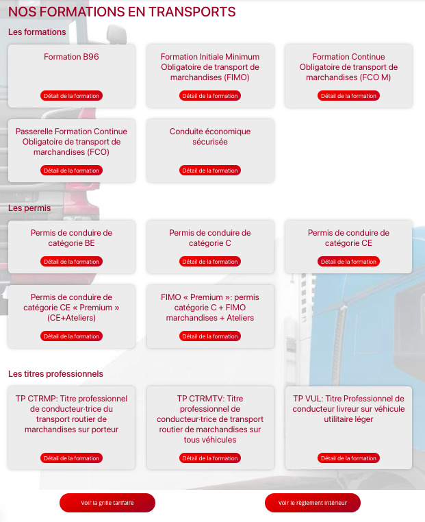 Catalogue de formations site web TLF Formations