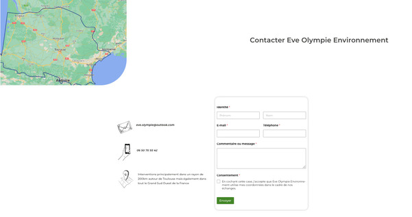 Page contact site web Eve Olympie