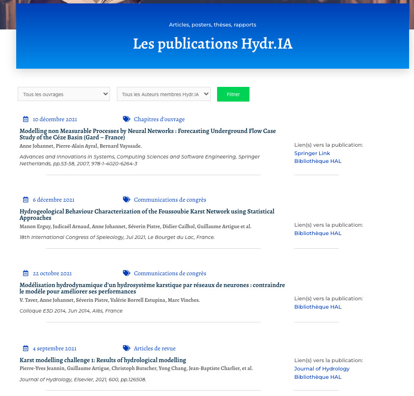 Page publications site web Hydr.IA