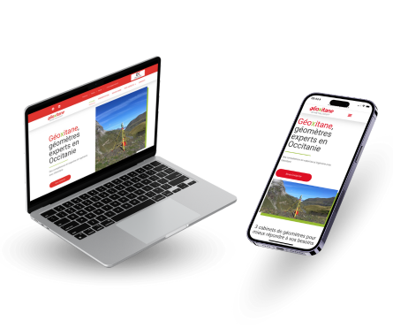 Mockup du site web de l'agence de géomètres Géoxitane